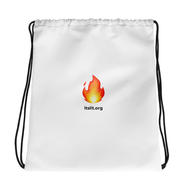 It's Lit Fire Emoji Drawstring Bag