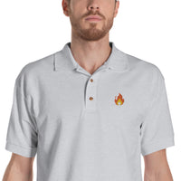 It's Lit Fire Emoji Embroidered Polo Shirt